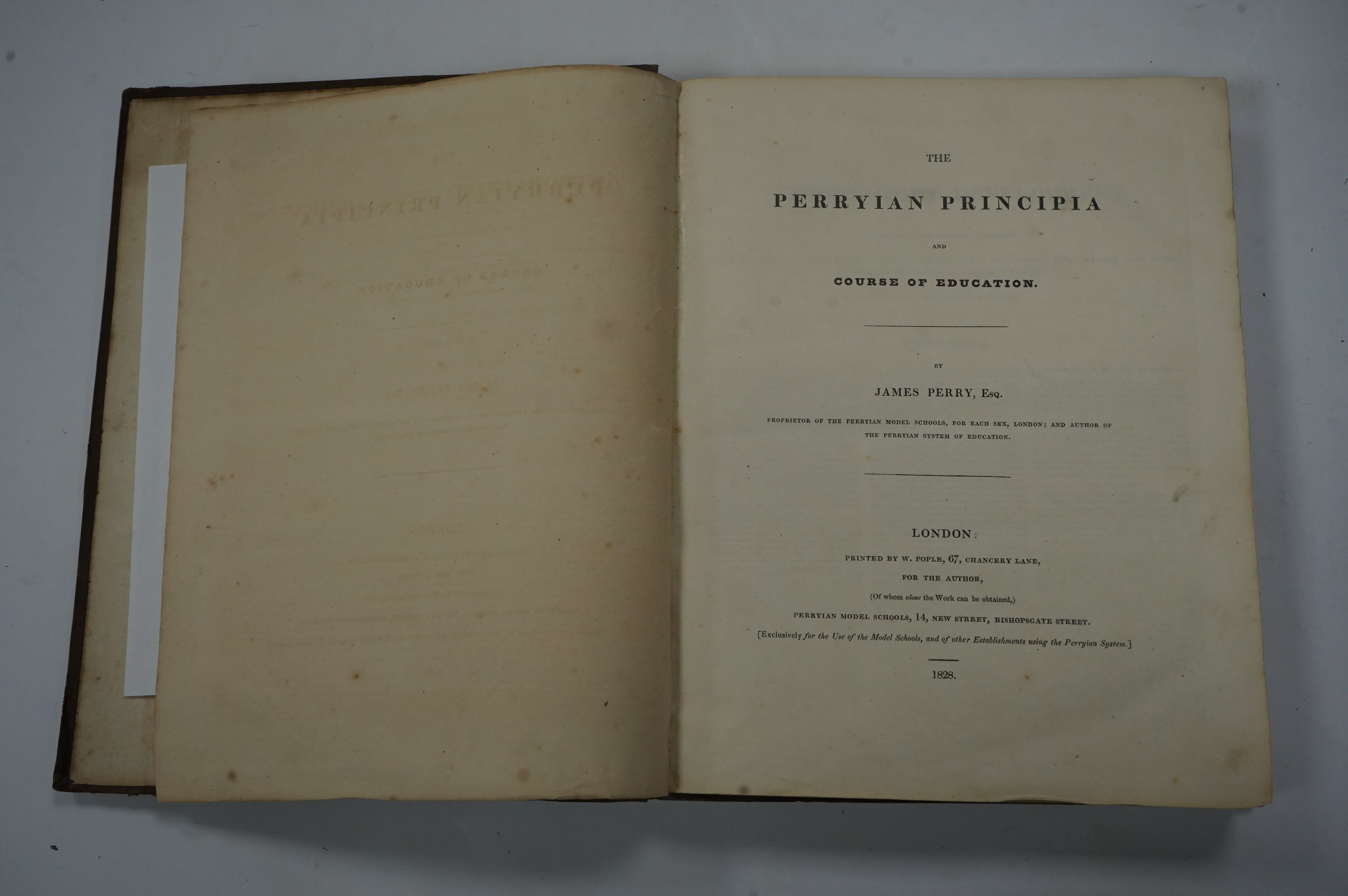 Perry, James - The Perryian Principia and Course of Education, London, W.Pople, 4to, 1828, original cloth